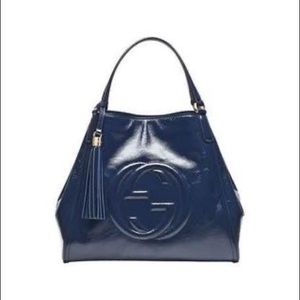 Gucci Soho Leather Shoulder Bag, Uniform Blue Navy and wallet